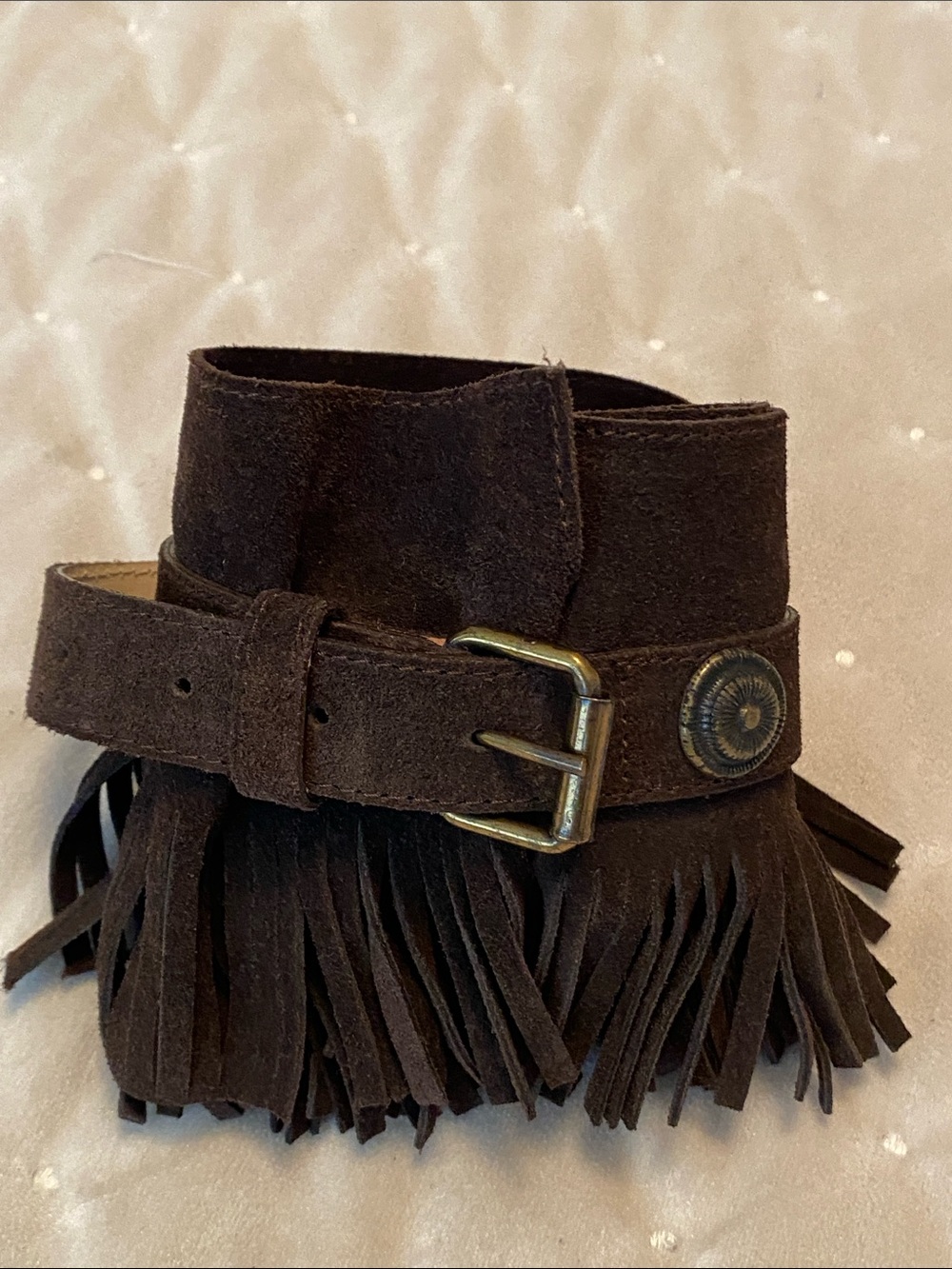 Brow suede leather belt ladies size M